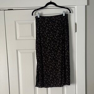 Black Floral Midi Skirt - Lightweight Women's Skirt